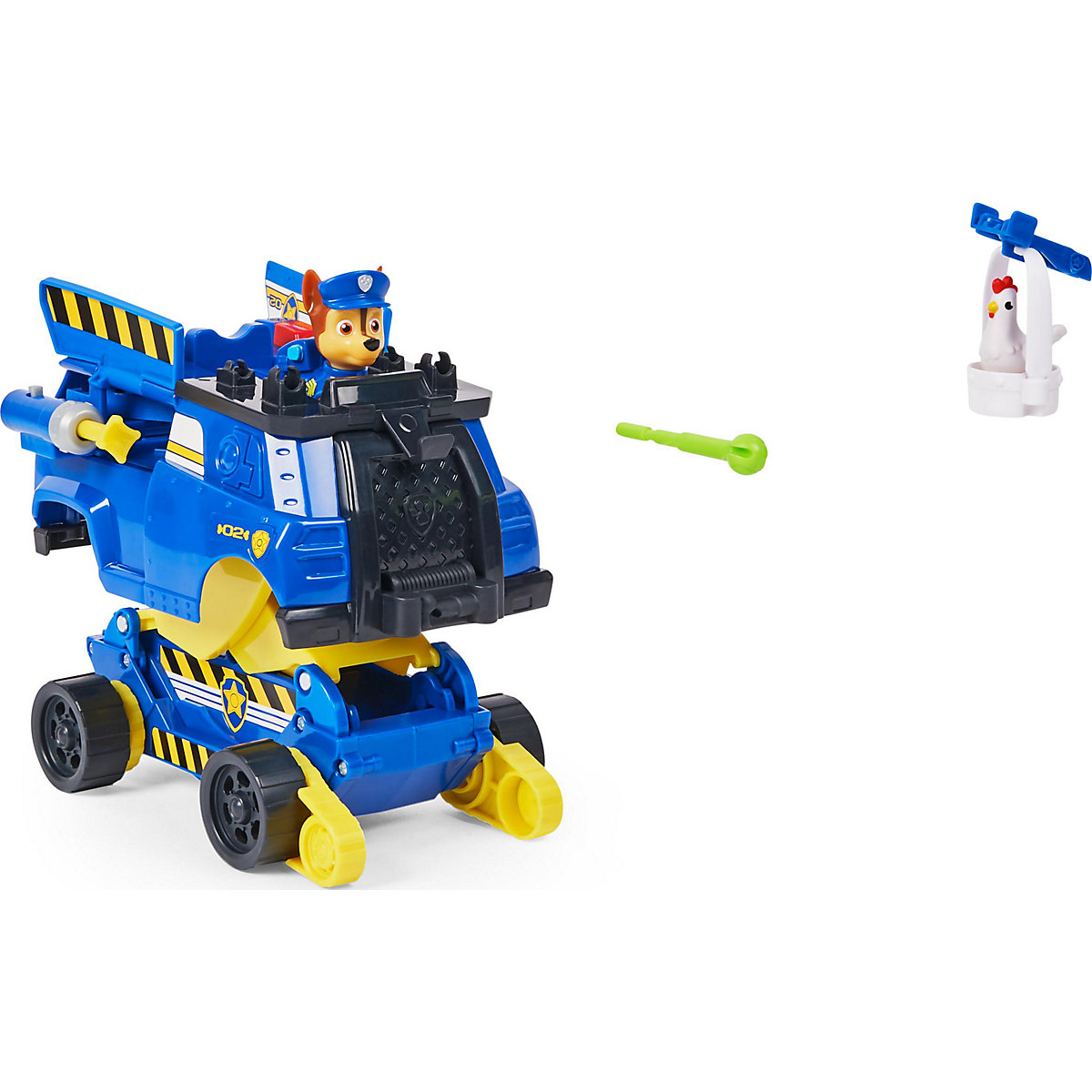 Paw Patrol Chases Rise and Rescue verwandelbares Spielzeugauto mit Actionfiguren und Zubehör, ab 3 Jahren, Polizeifahrzeug, Kinderspielzeug