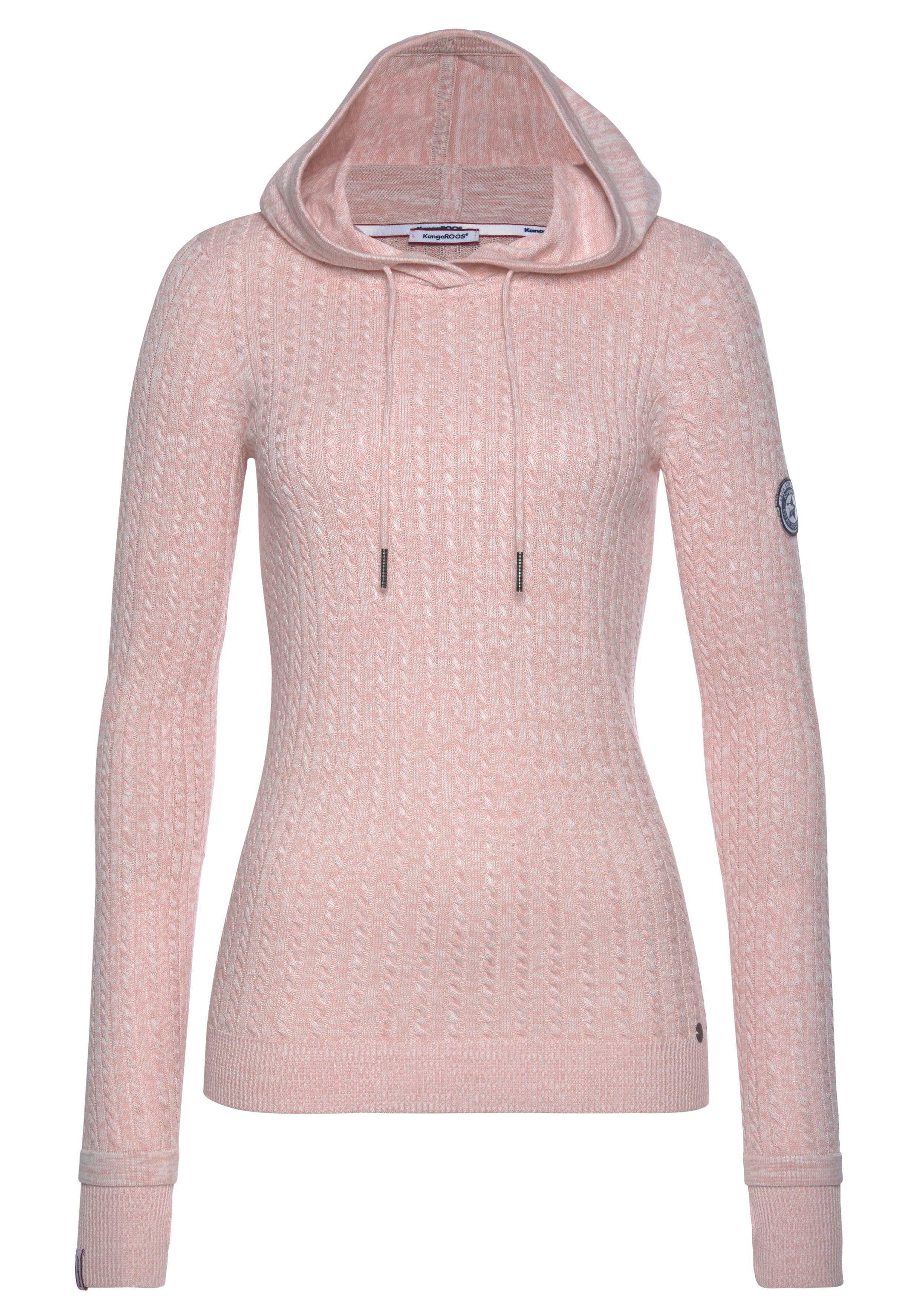 KangaROOS Kapuzenpullover im feinen Zopf-Strick-Design