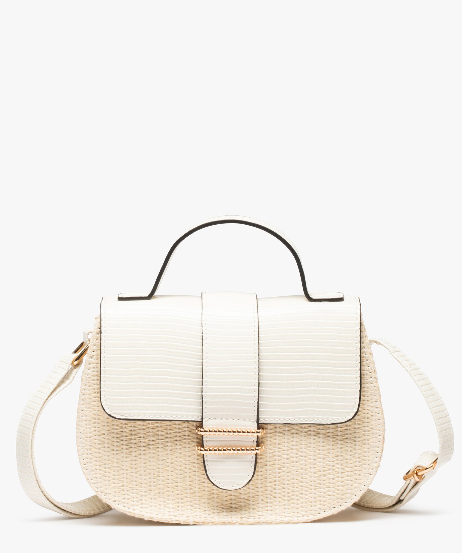 Sac à main femme compact et rond à décor en relief beige clair | GEMO