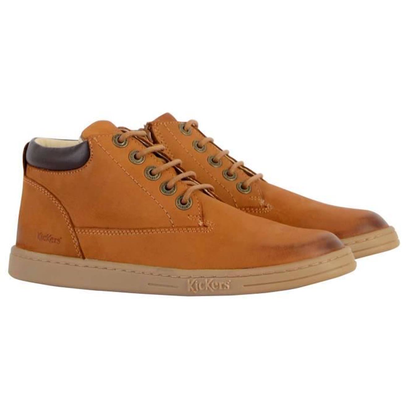 Basket Cuir Enfant Kickers Tackland marron