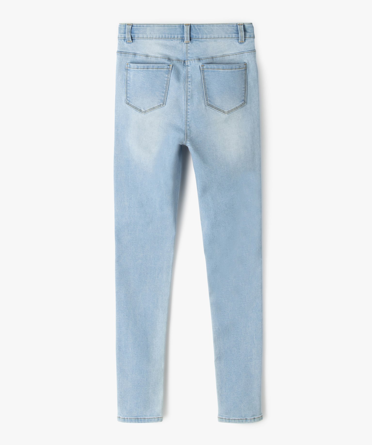 Jean fille coupe ultra skinny taille haute bleach | GEMO
