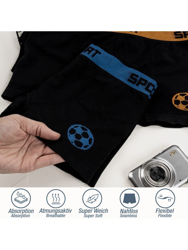 LOREZA 10er Set Jungen Boxershorts - Fussball - Bunt günstig kaufen 158/170