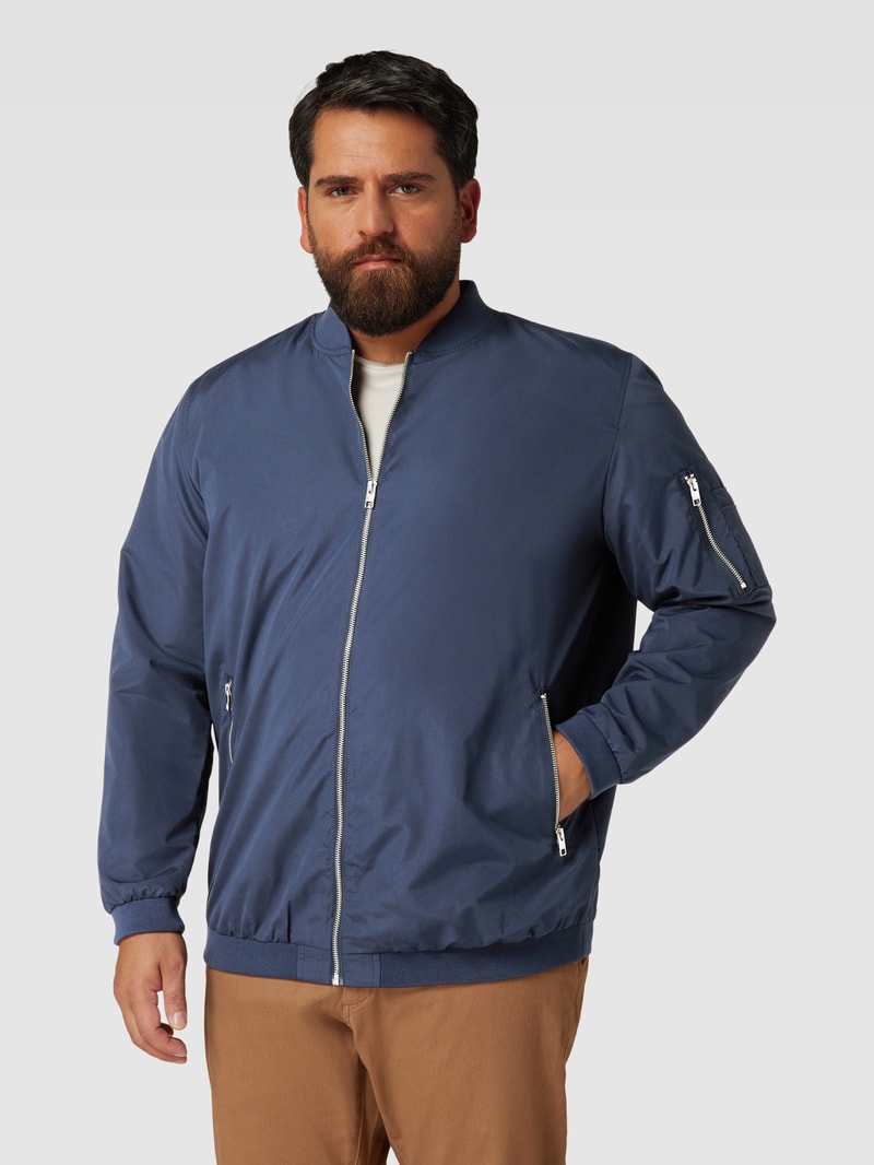 PLUS SIZE Bomberjacke mit Stehkragen Modell 'ERUSH' in marineblau