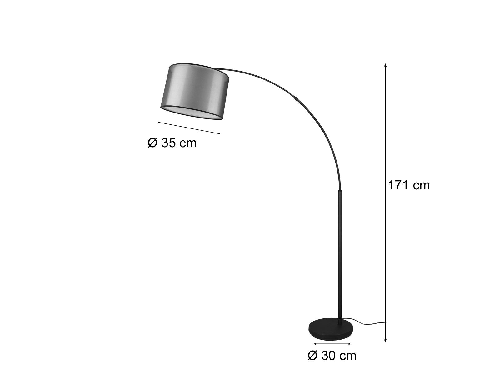 meineWunschleuchte LED Bogenlampe, Dimmfunktion, LED wechselbar, Warmweiß, Designer Bogen-stehlampe dimmbar große Ausladung Esstisch, Höhe 171cm