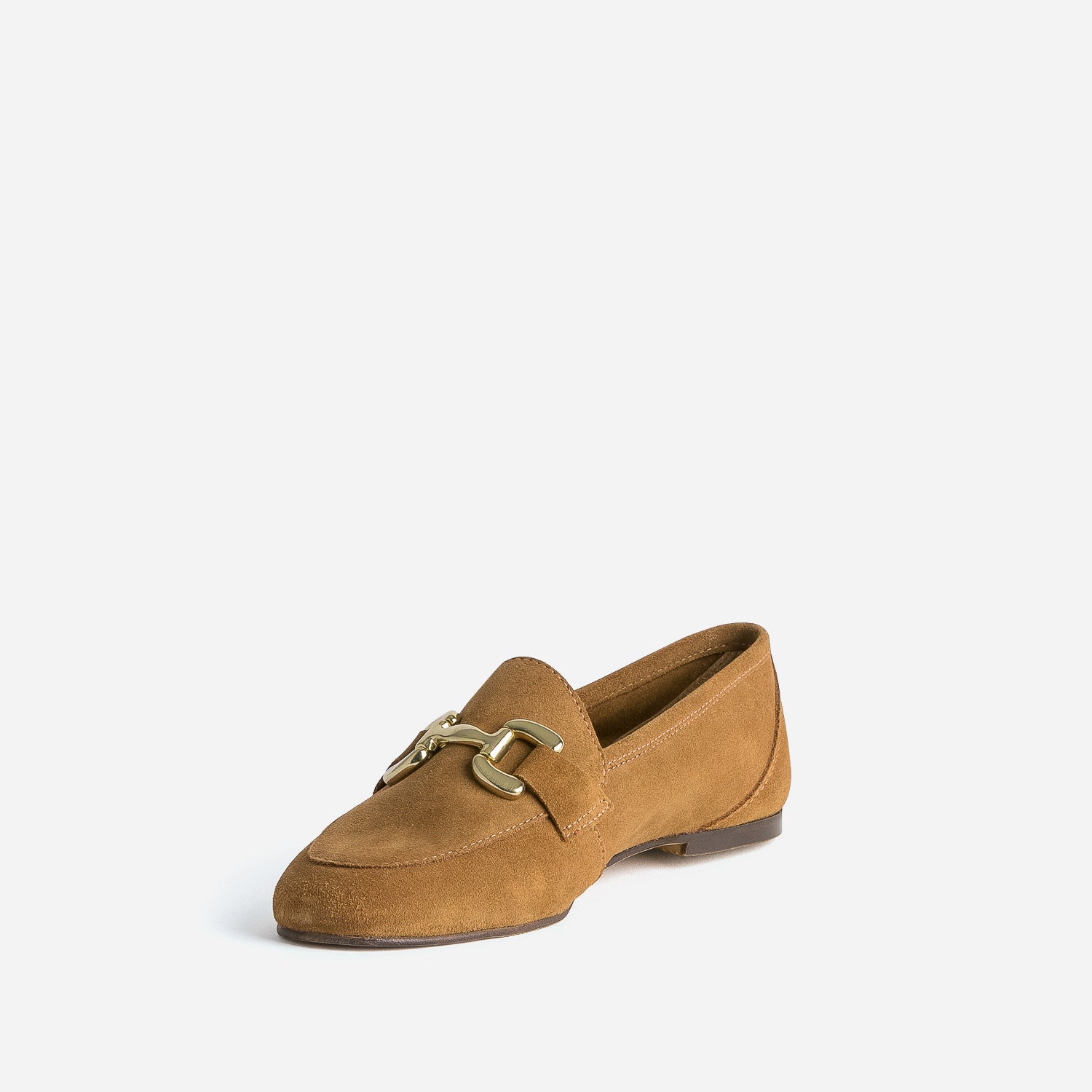 Mocassin cognac en cuir velours