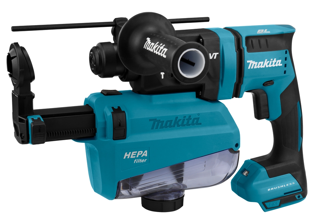 Makita DHR182ZWJU Kombihammer 18 Volt (ohne Akkus und Ladegerät) + mit Staubabsaugung und AWS-Sender