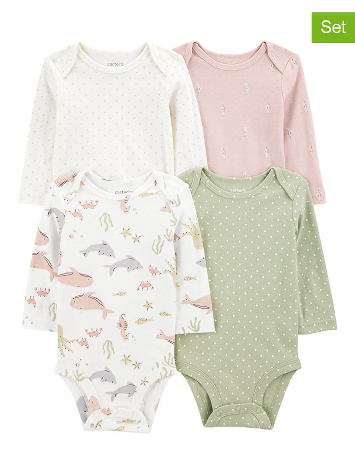 carter's 4er-Set: Bodys in Grün/ Rosa/ Weiß günstig kaufen