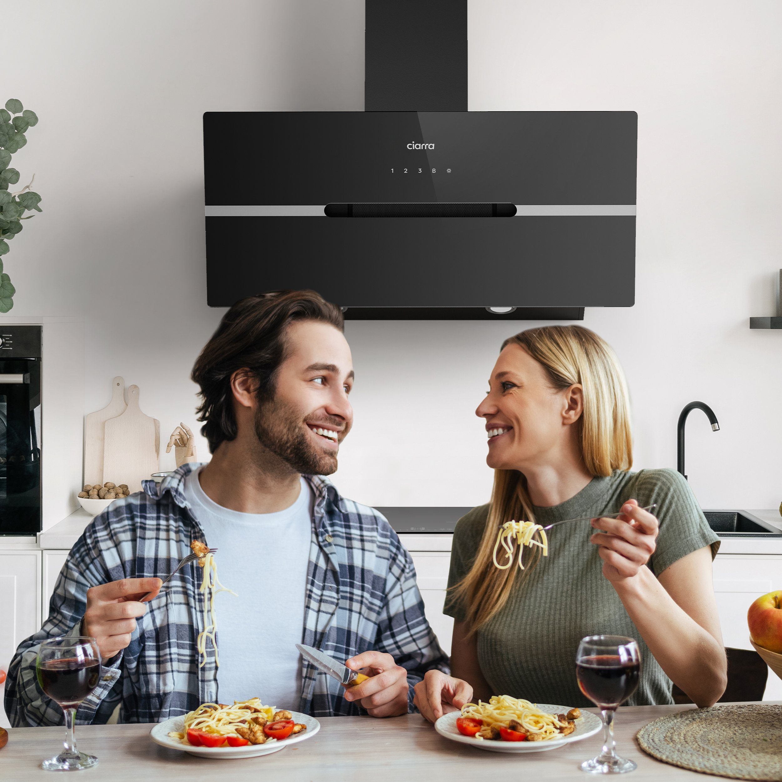 CIARRA Kopffreihaube VM9736FB, A+++ 650m³/h Dunstabzugshaube 90cm Inkl. BOOST WIFI-APP Touch Control