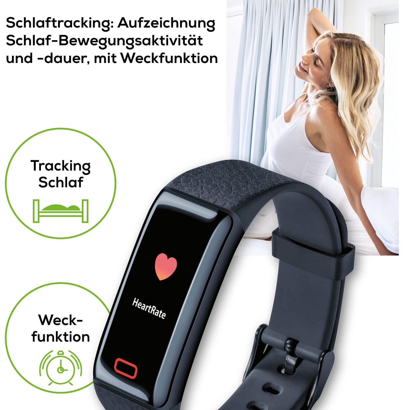 Beurer Aktivitätssensor AS 98 Pulse-Fitnessuhr mit Nachrichtenfunktion, Pulsmessung, Schlaf- & Aktivitätstracking