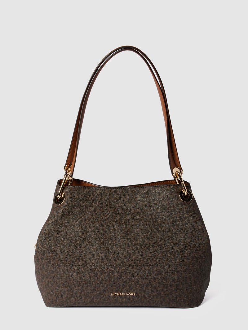 Handtasche mit Logo-Muster in schokobraun