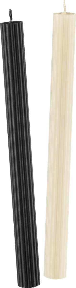 Stabkerze Rille champagner / schwarz, 2 St