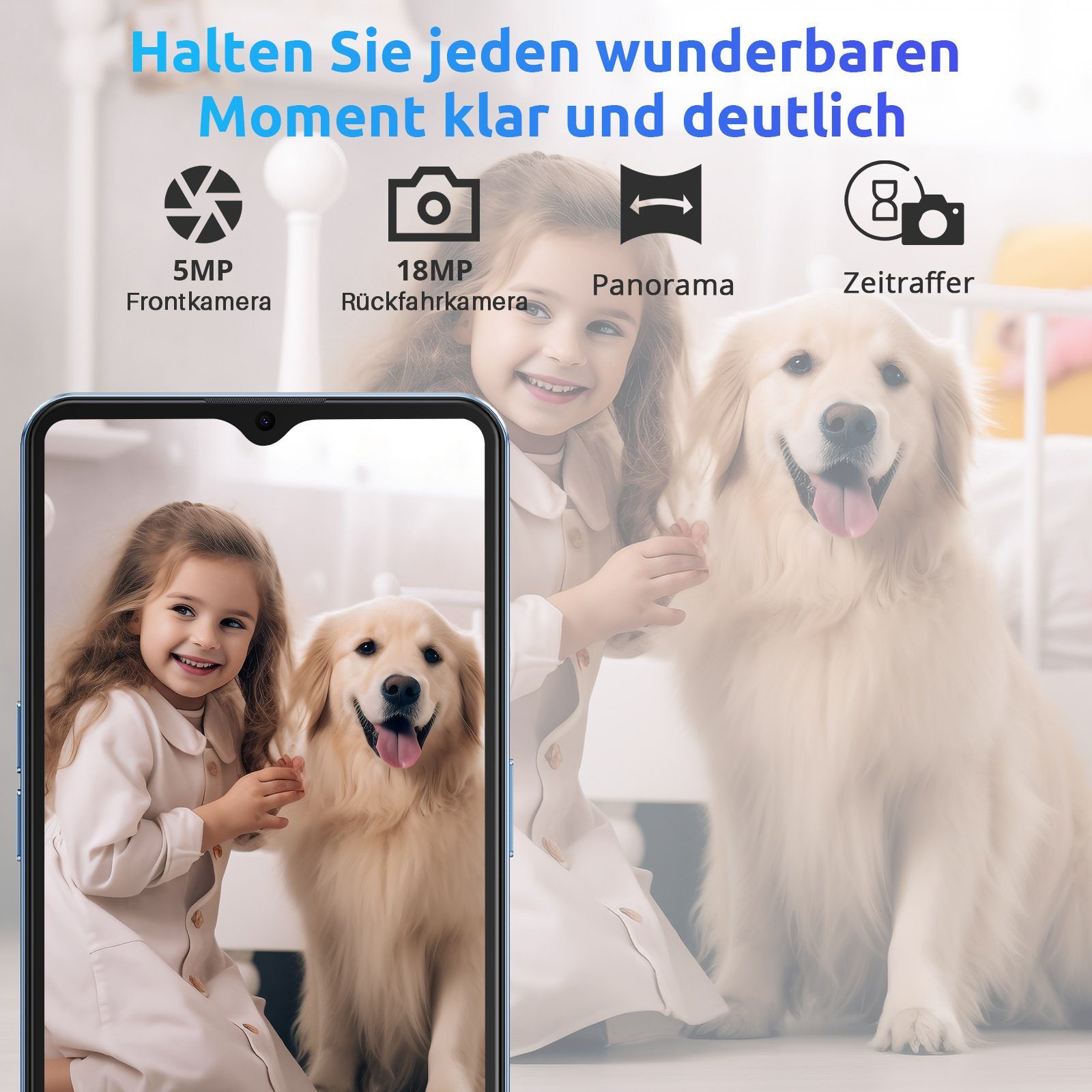XGODY Mate 50, 3G RAM, 32G ROM Smartphone (16,66 cm/6.56 Zoll, 32 GB Speicherplatz, 18 MP Kamera, Gesichtserkennung, Dual-SIM, Erweiterung Speicher Max. 256GB)