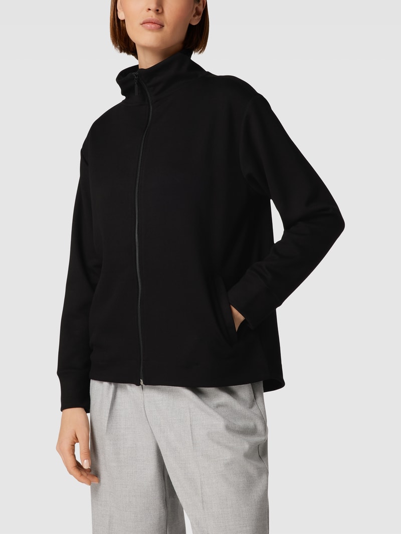 Sweatjacke mit Stehkragen in schwarz