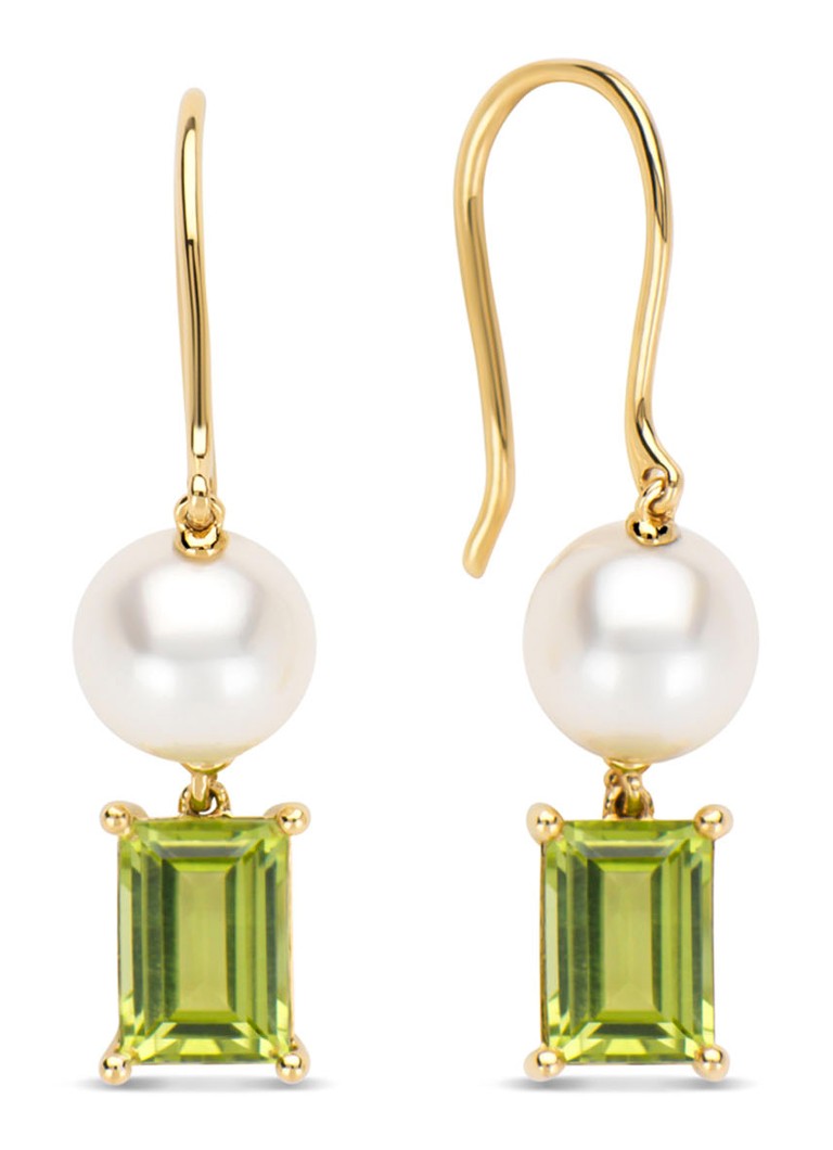 Cercei Riviera din aur galben cu diamant de 2,05 ct și peridot.
