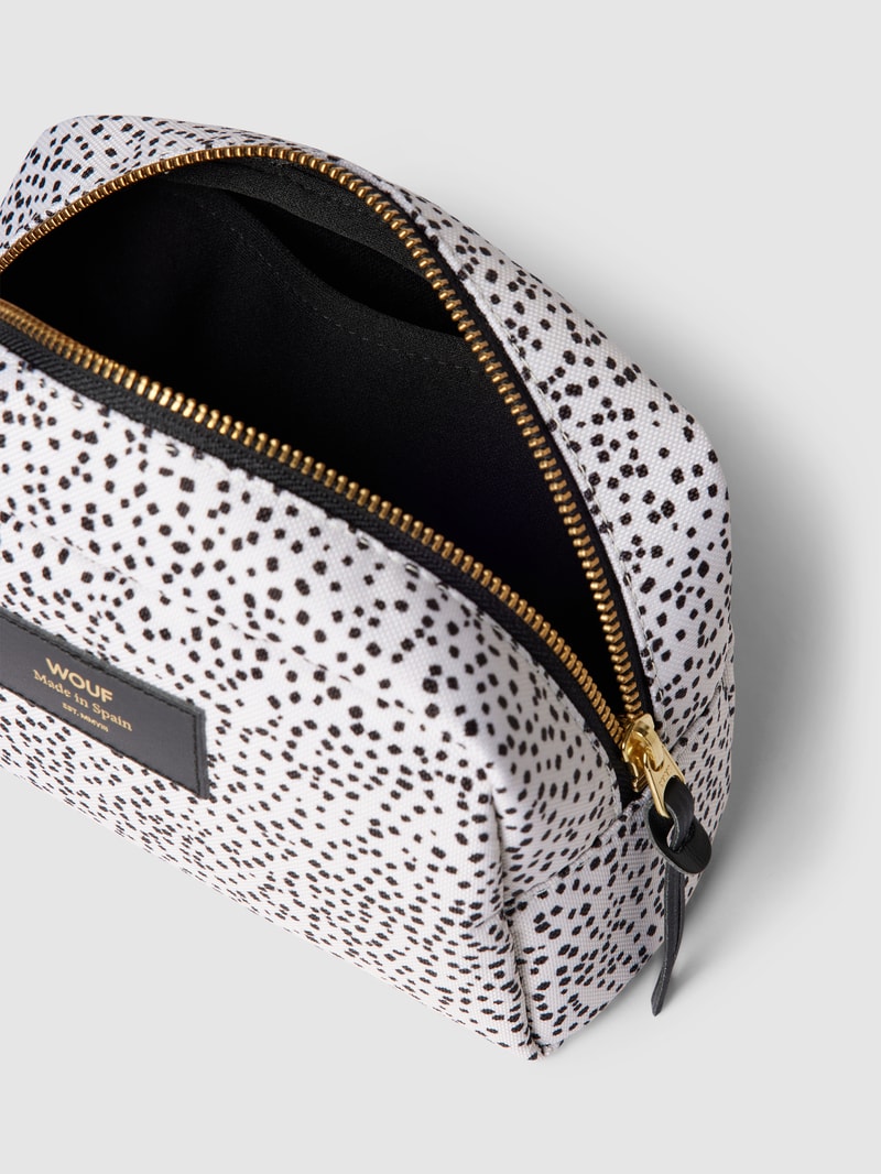 Kosmetiktasche mit Allover-Muster Modell 'Dottie' in sand
