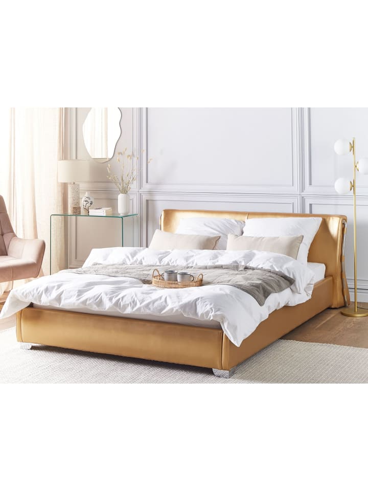 Beliani Doppelbett PARIS in Gold/Silber - (W) 195 x (H) 83 x (L) 228 cm günstig kaufen onesize