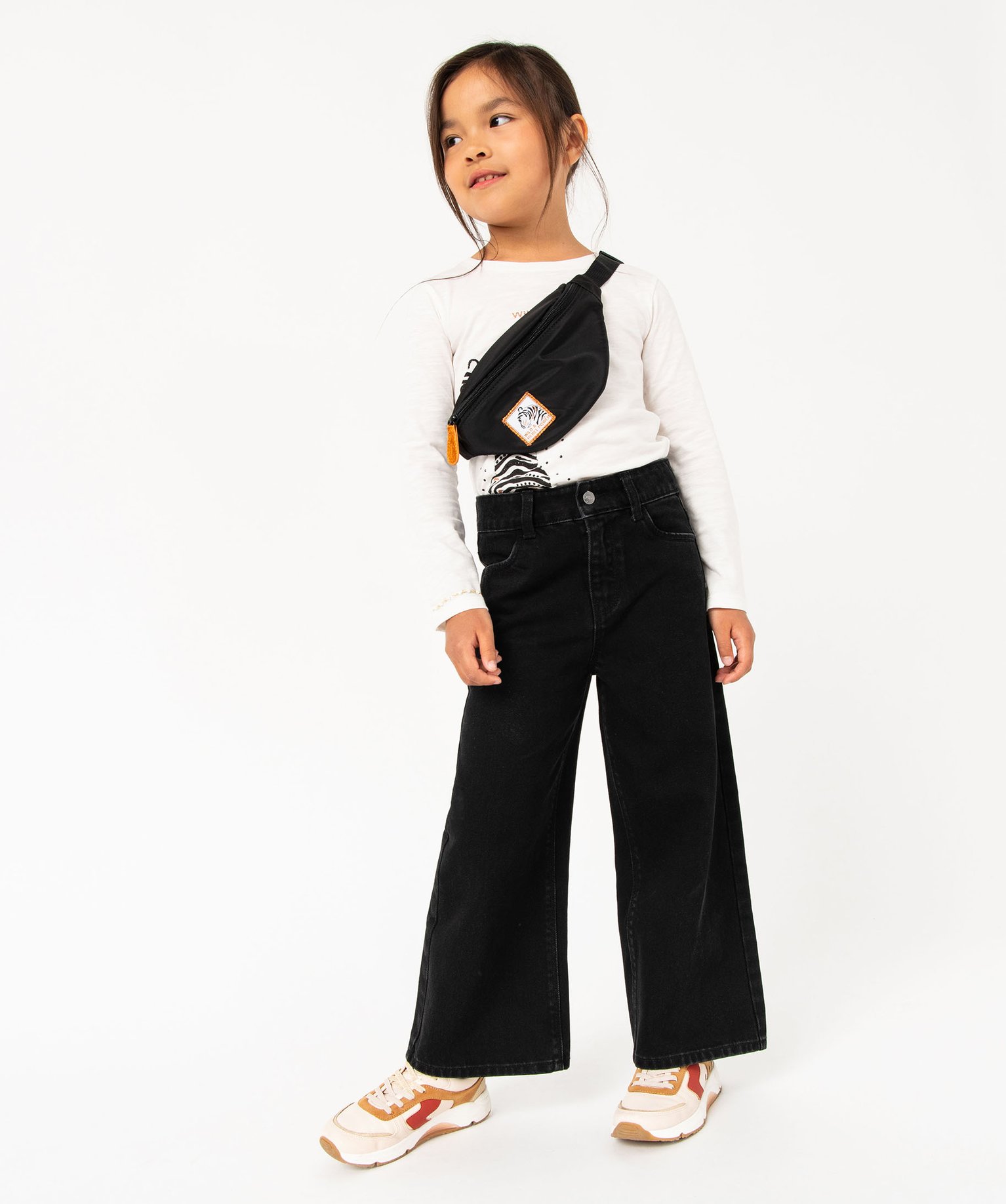 Tee-shirt manches longues imprimé pailleté fille ecru | GEMO