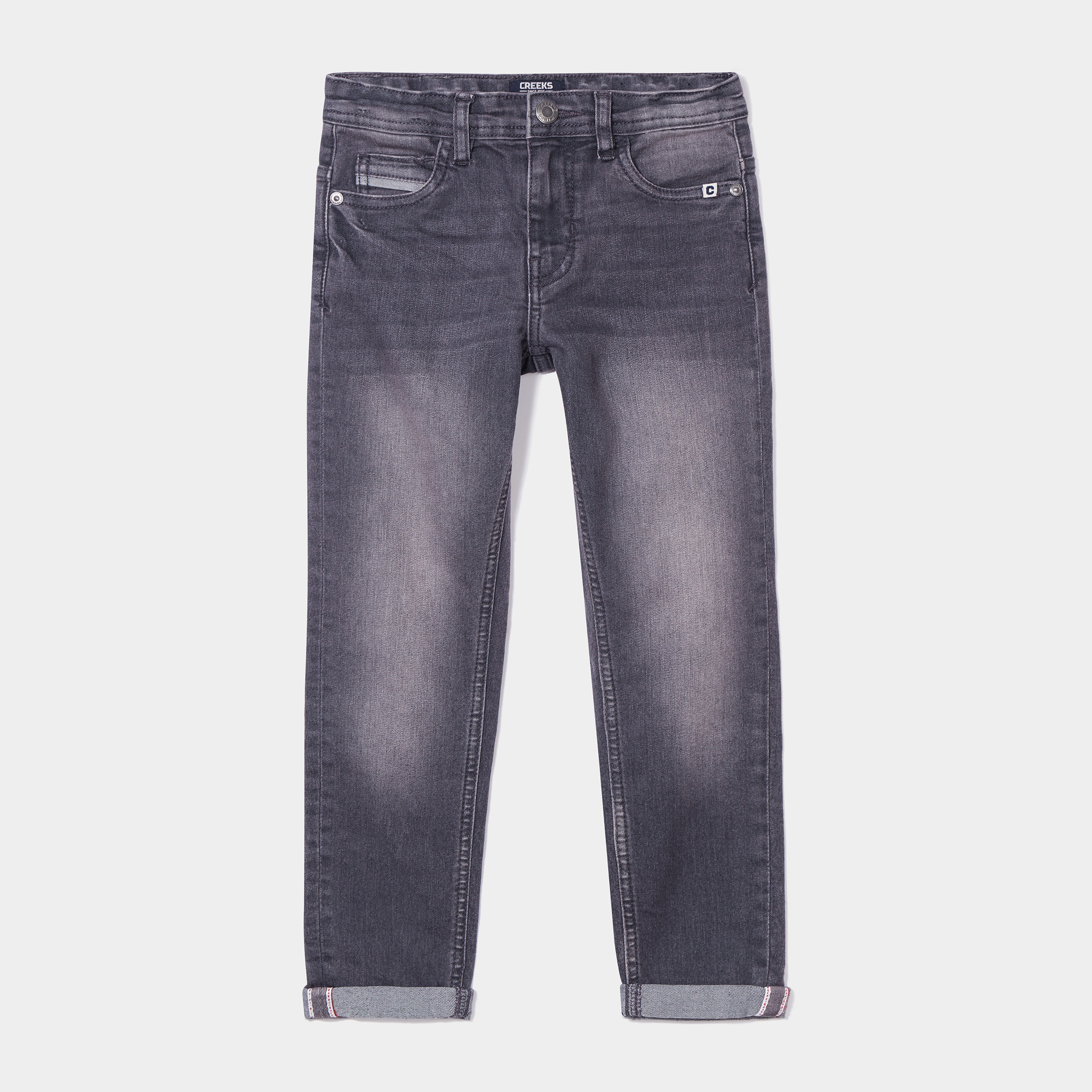 Jeans slim stretch Creeks denim gris garçon | La Halle