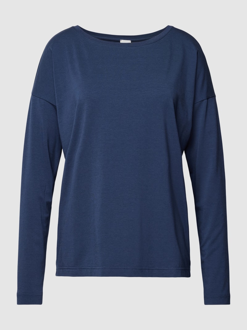 Pyjama-Oberteil mit U-Boot-Ausschnitt in marineblau