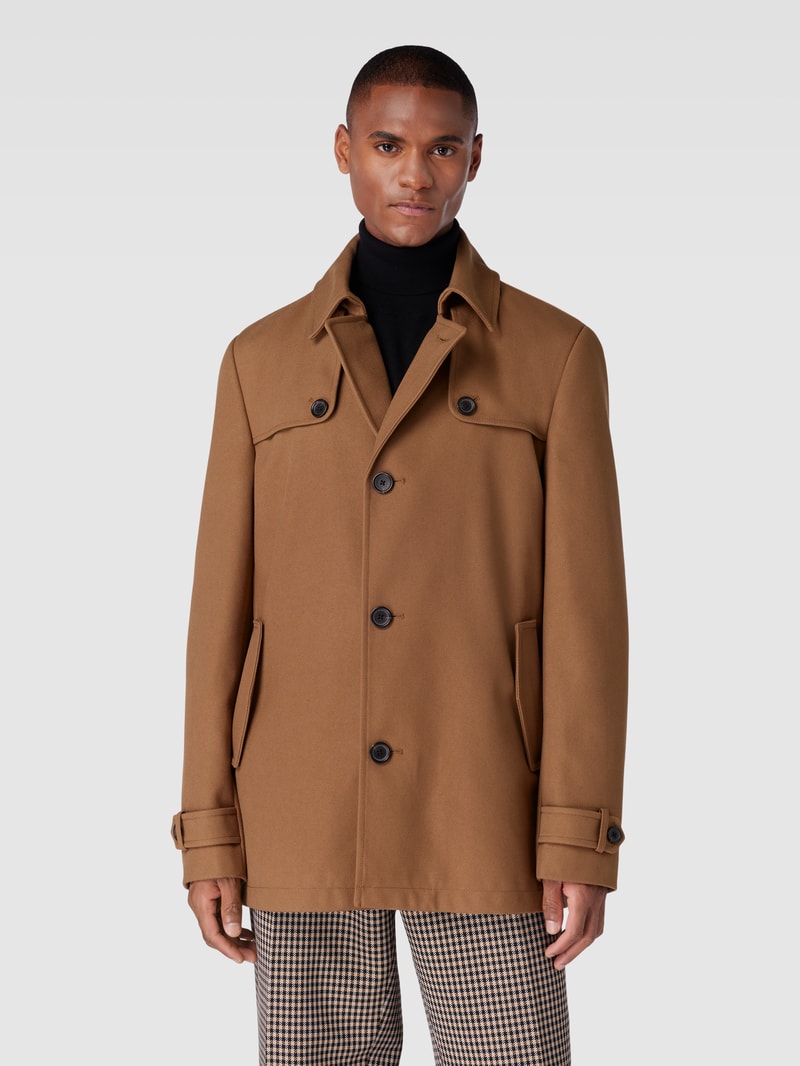 Jacke mit Umlegekragen und Ärmelriegeln in beige