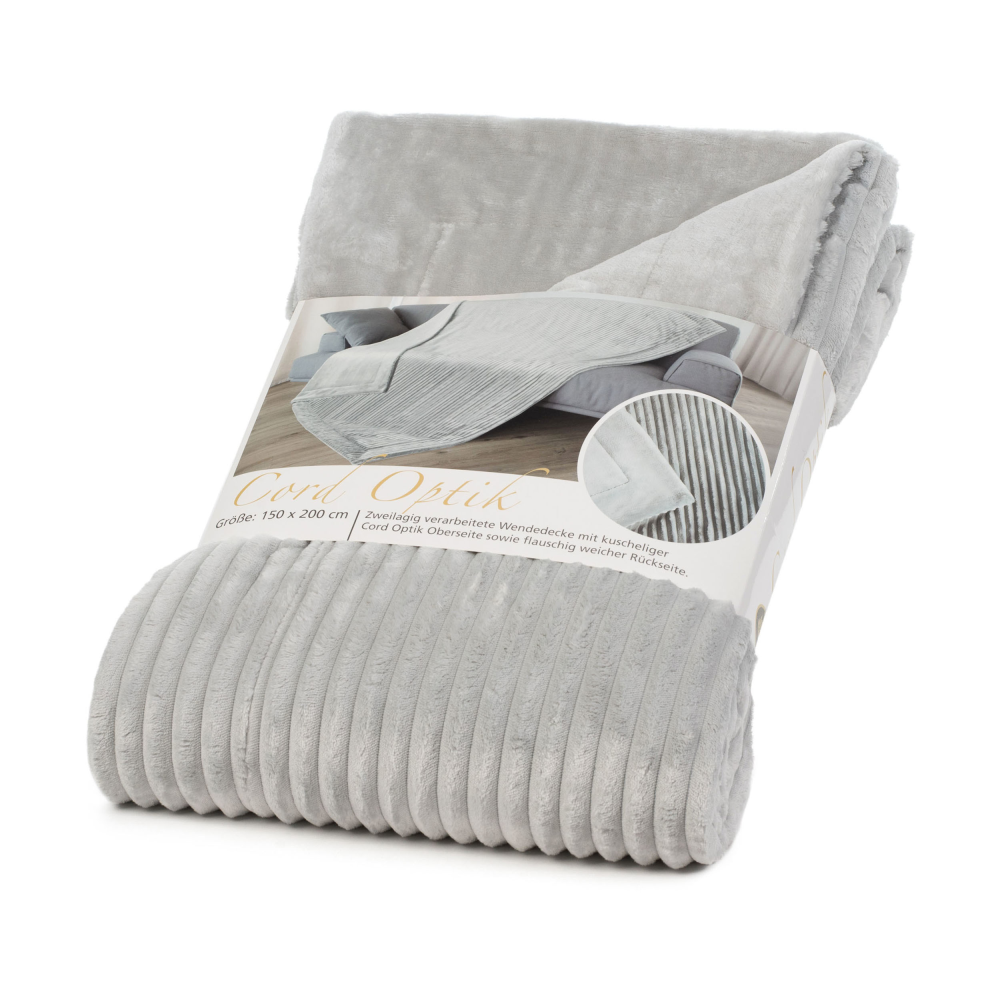 Wohndecke Cord Optik silber