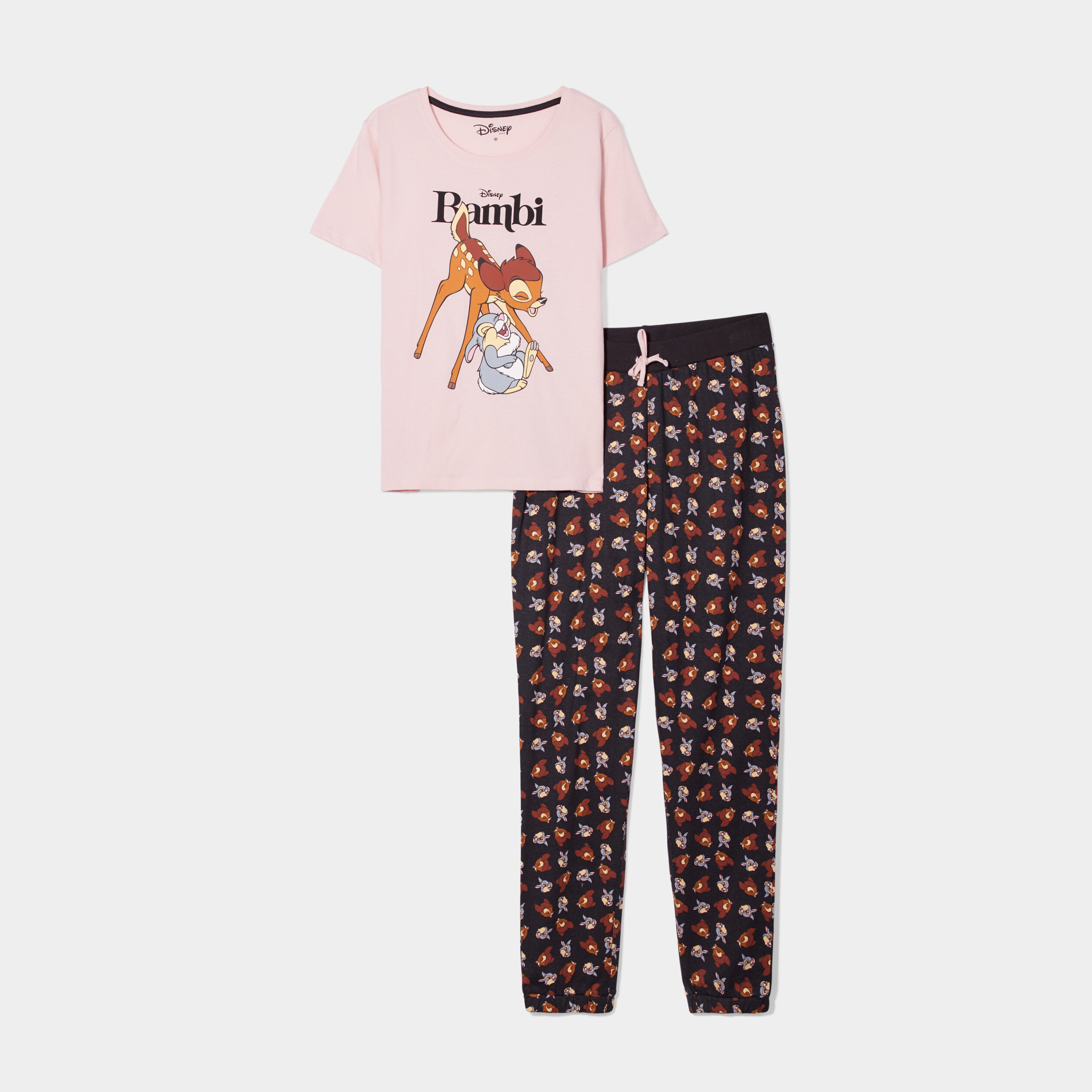 Ensemble pyjama 2 pièces coton Bambi rose clair femme | La Halle