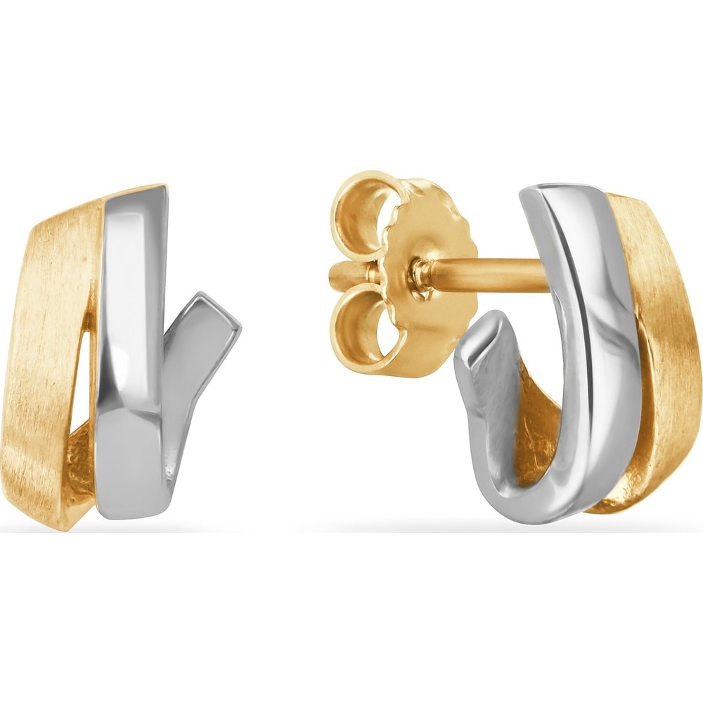 FAVS Boucles d'oreilles à fermoir à poussette 585 Or jaune, 585 Or blanc Boucles d'oreilles