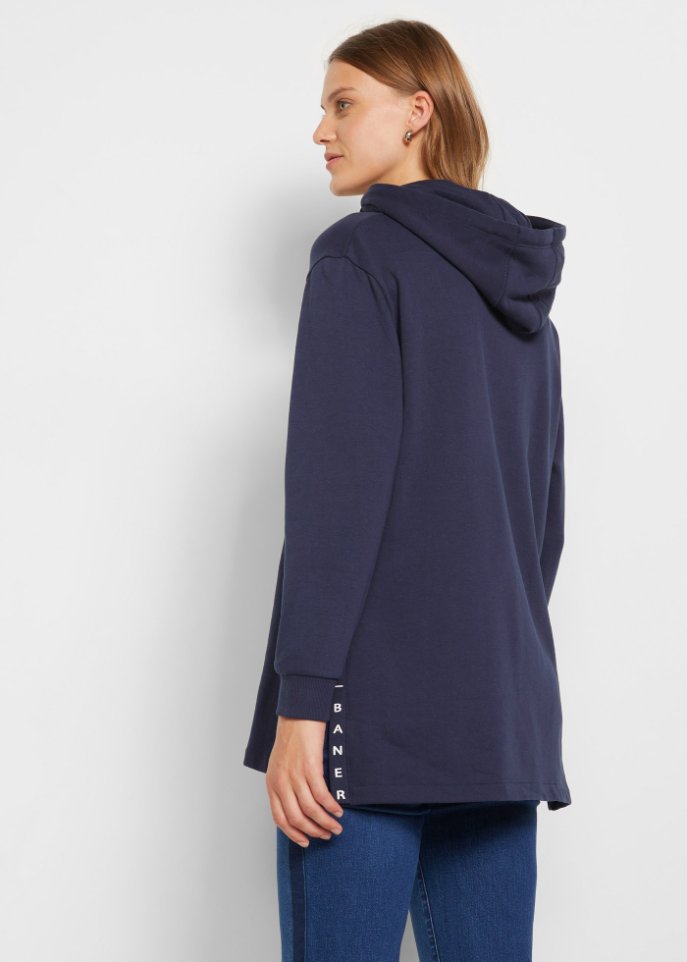 Long Kapuzensweatshirt mit Schlitz