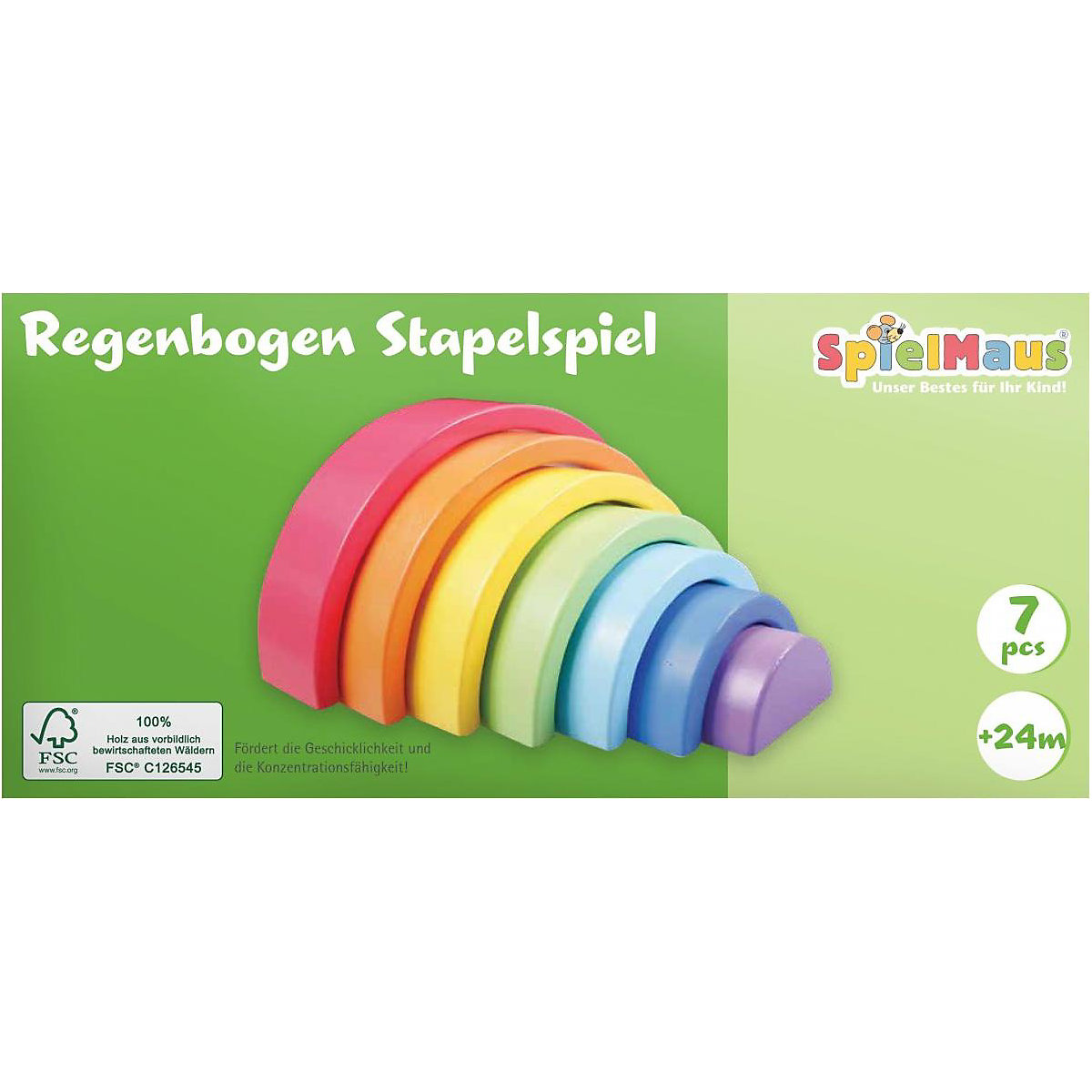 SpielMaus Holz Regenbogen Stapelspiel