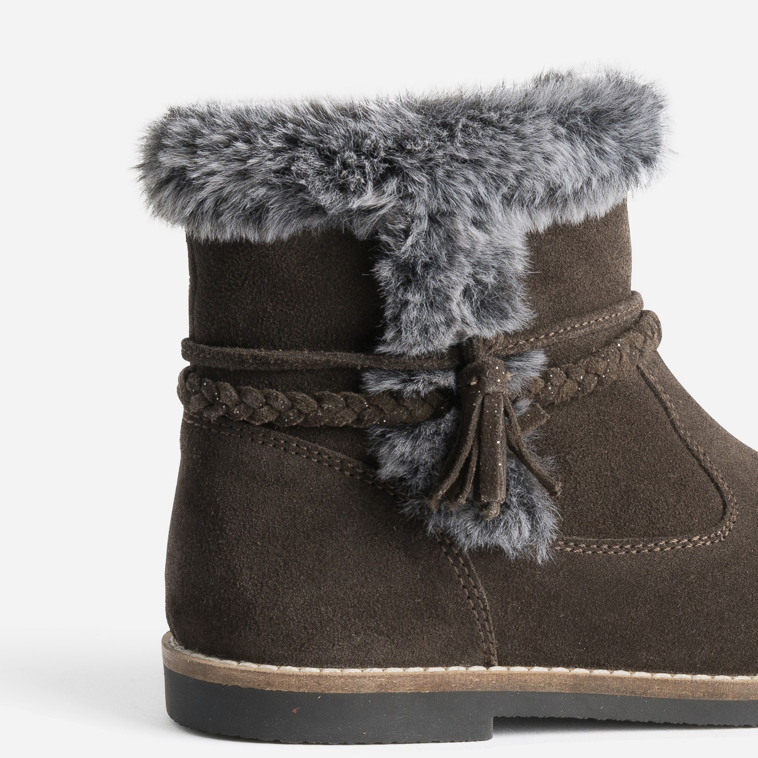 Boots BUGGY marron cuir velours à bord fourré