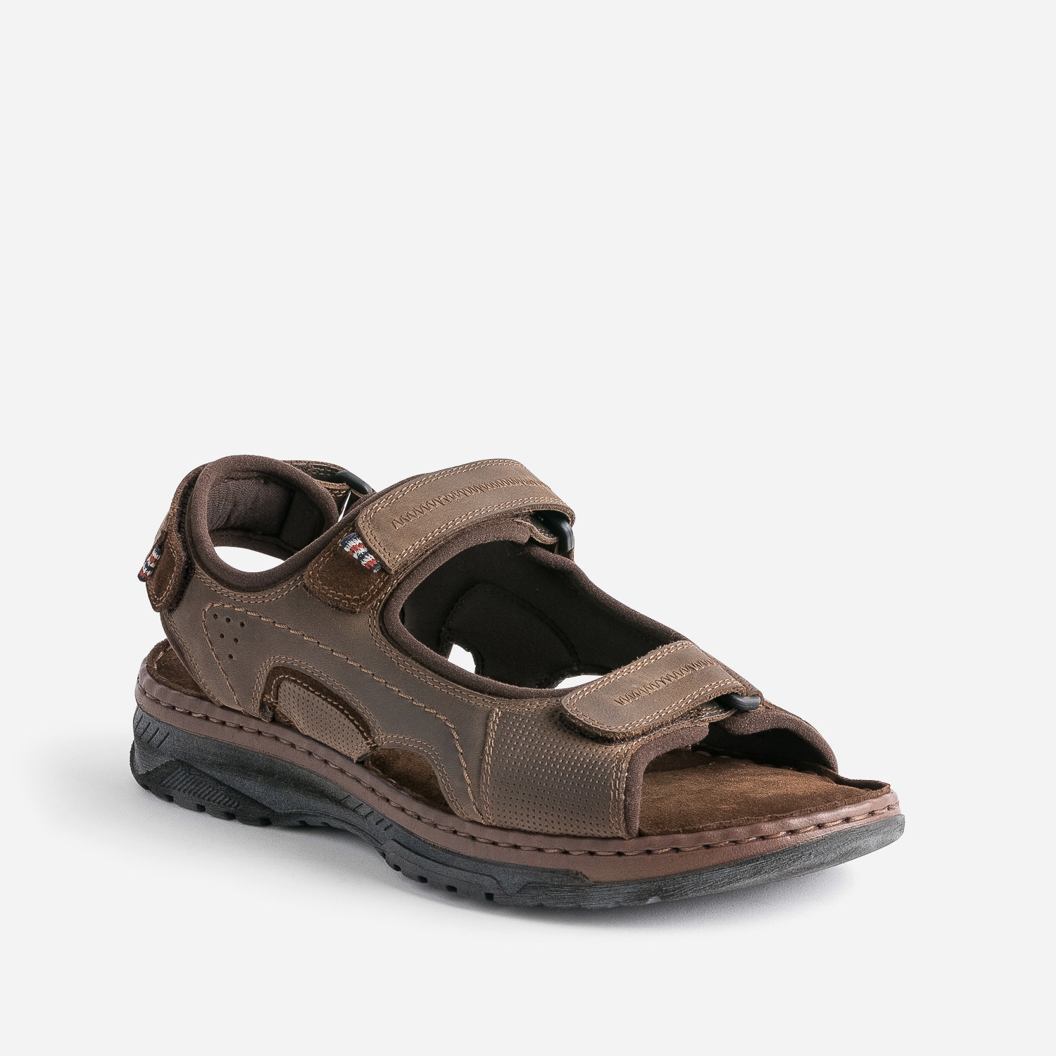Sandale marron en cuir à scratchs