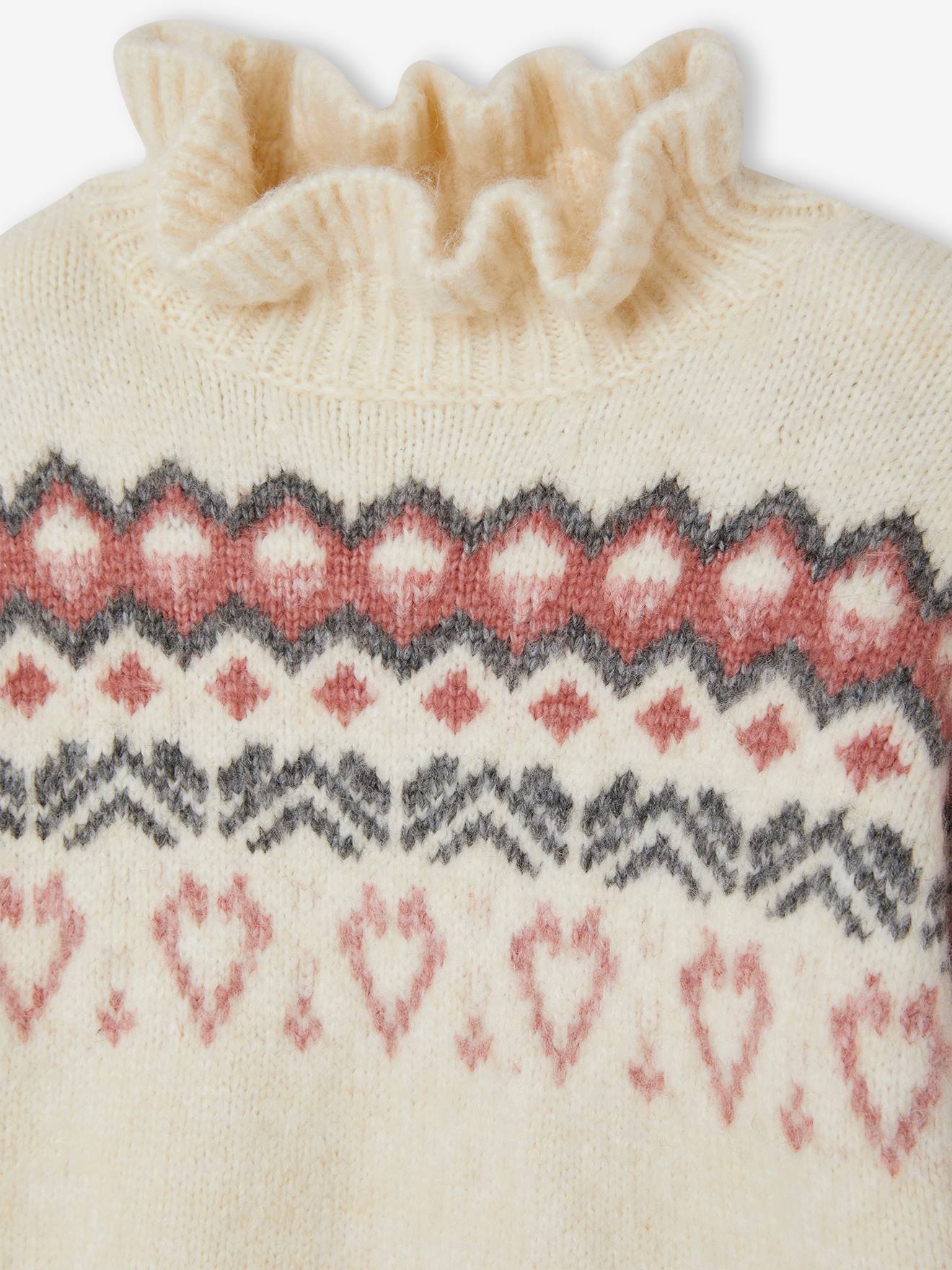 Vertbaudet Mädchen Jacquard-Pullover - beige meliert