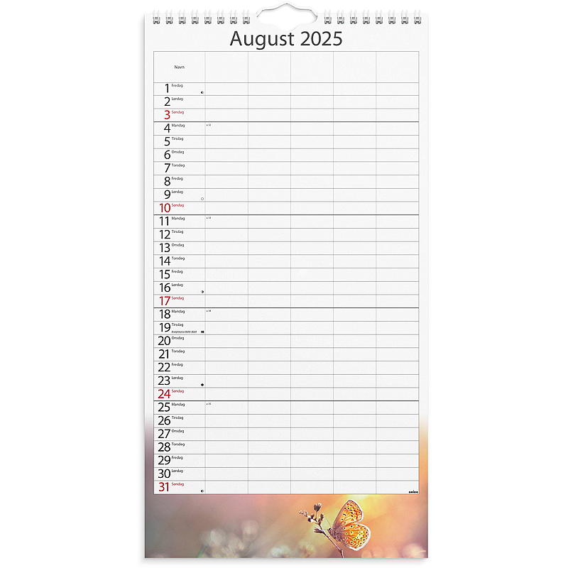 Veggkalender familiens årstider 2025