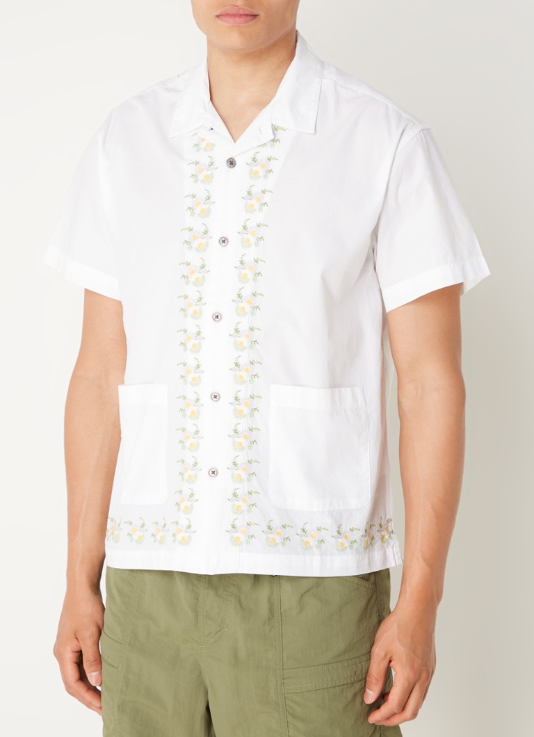 Camisa Obey Tres de corte regular com bordado floral e bolsos aplicados.