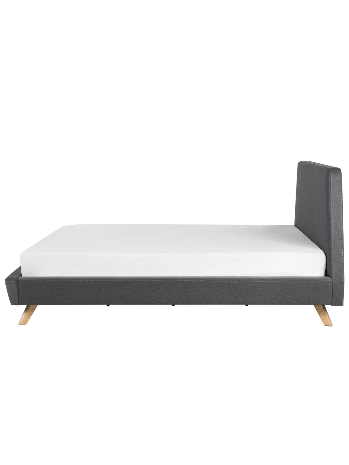 Beliani Doppelbett VIENNE in Grau/Heller Holzfarbton - (W) 200 x (H) 103 x (L) 220 cm günstig kaufen onesize