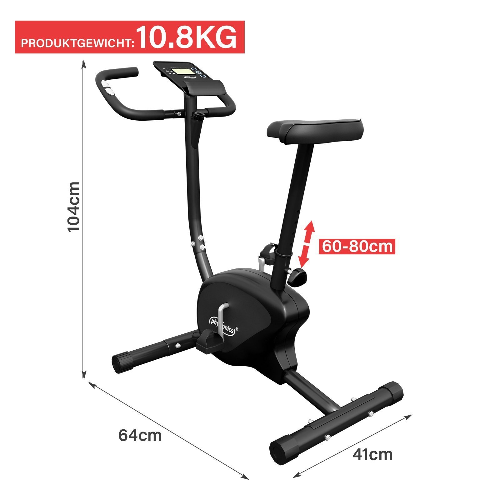 Physionics Heimtrainer Fahrrad Fitness Hometrainer Trimmrad Speedbike
