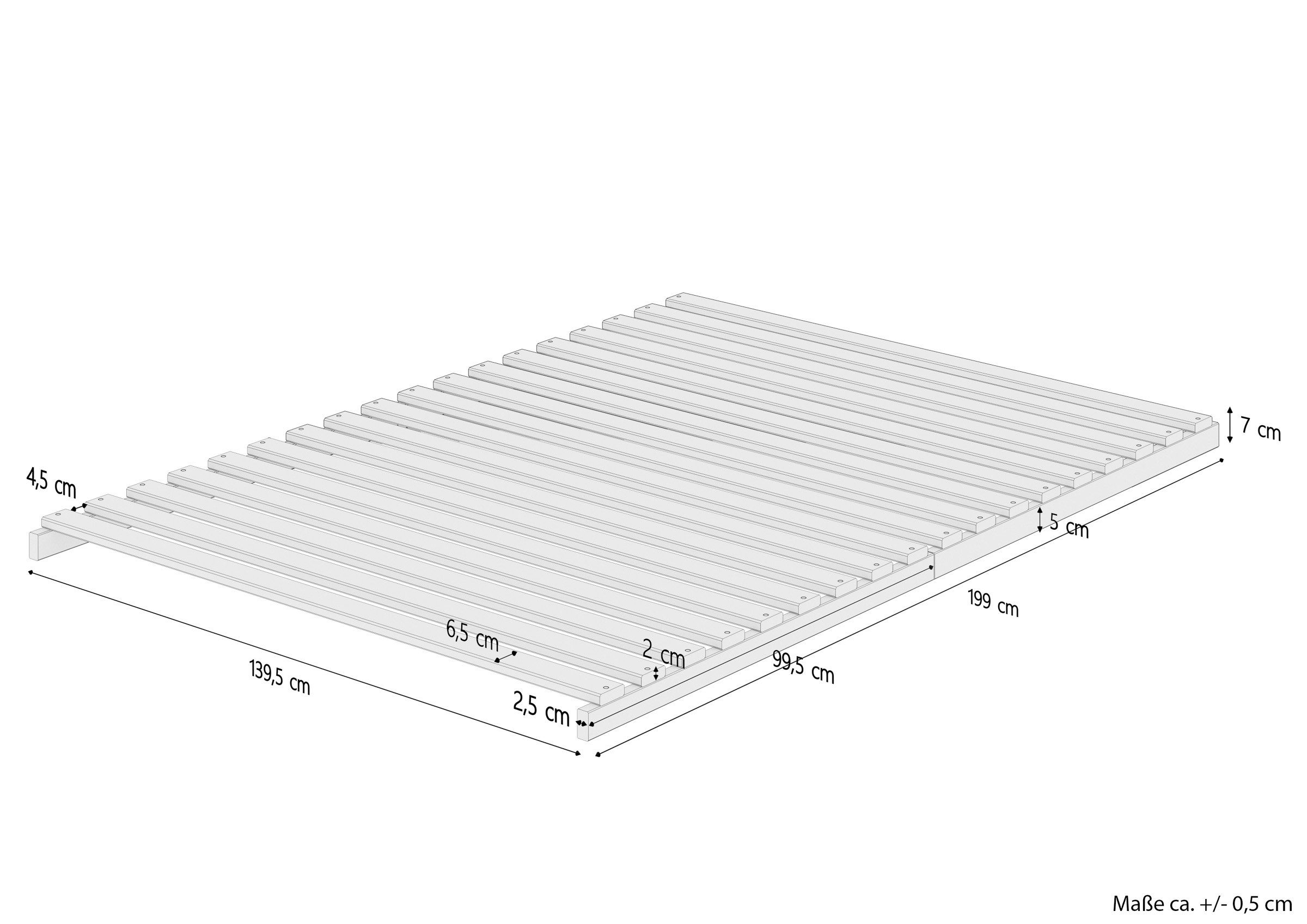 Rollrost Lattenrost völlig metallfrei Stecksystem 140x200, ERST-HOLZ