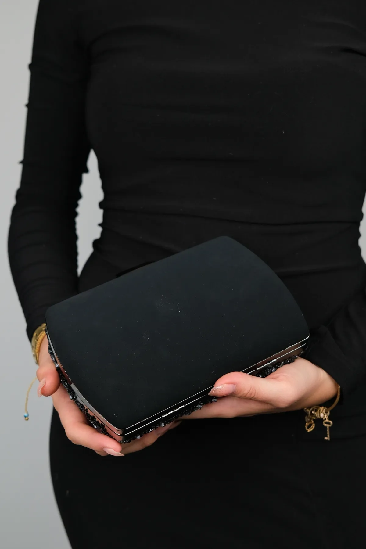 LuviShoes  SEUL Abendtasche für Damen, Schwarz, Kieselstein
