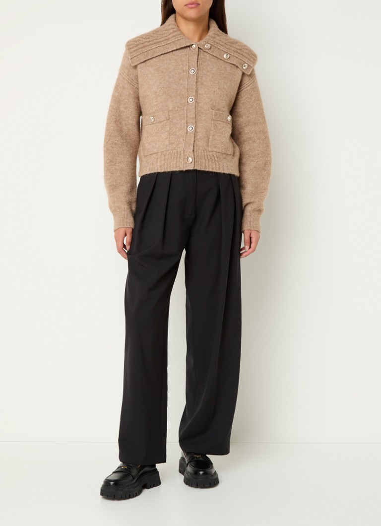 Cardigan gros Maje din amestec de lână alpaca, cu buzunare aplicate.