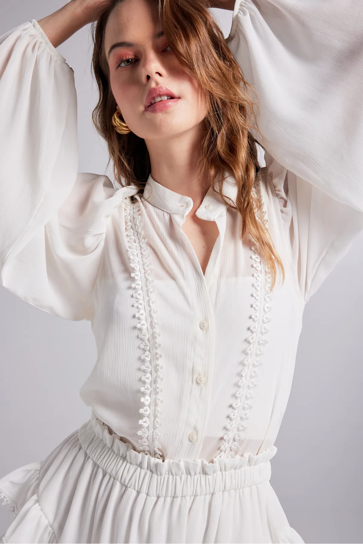 HOLLY LOLLY  Pixie-Shirt mit Stickerei, detailliertes Unterhemd, Weiß