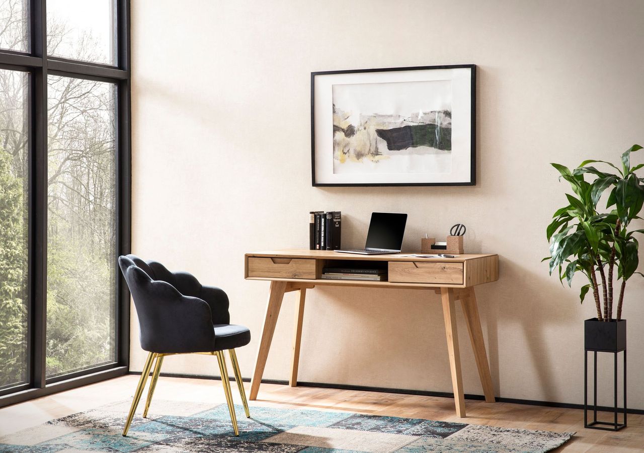 Wohnling Schreibtisch 120 cm Eiche Dekor mit Schubladen