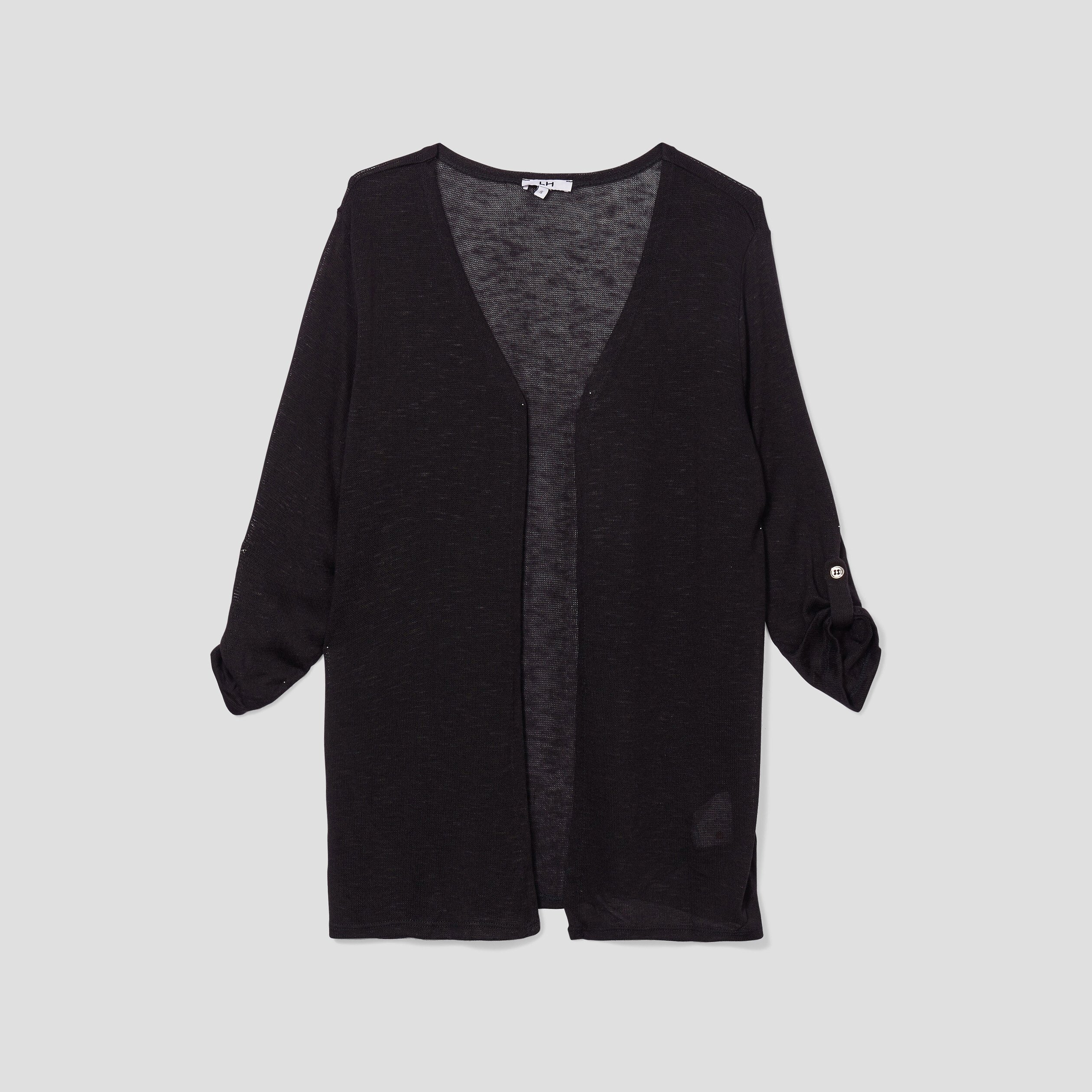 Gilet manches 3 4 noir femme | La Halle