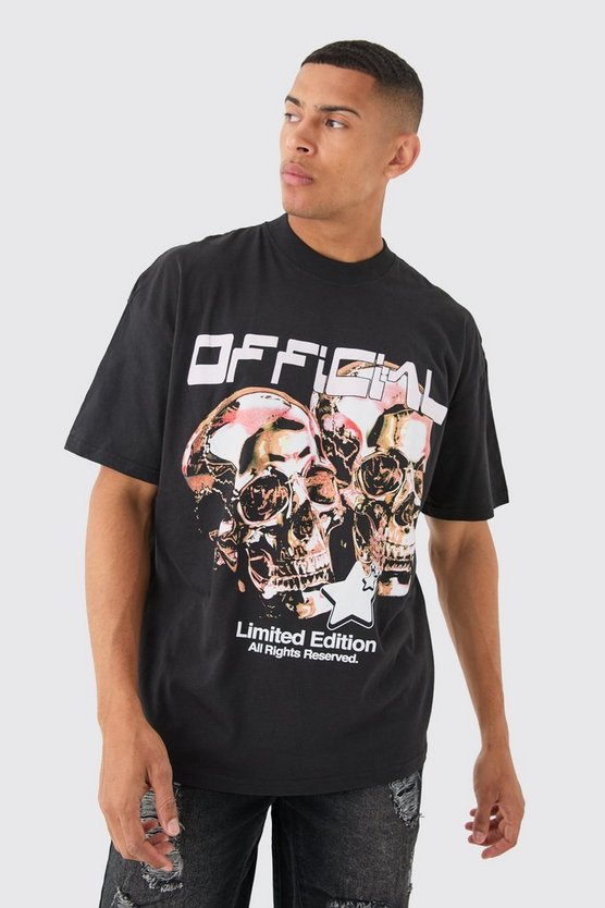 Oversize T-Shirt mit Totenkopf-Print