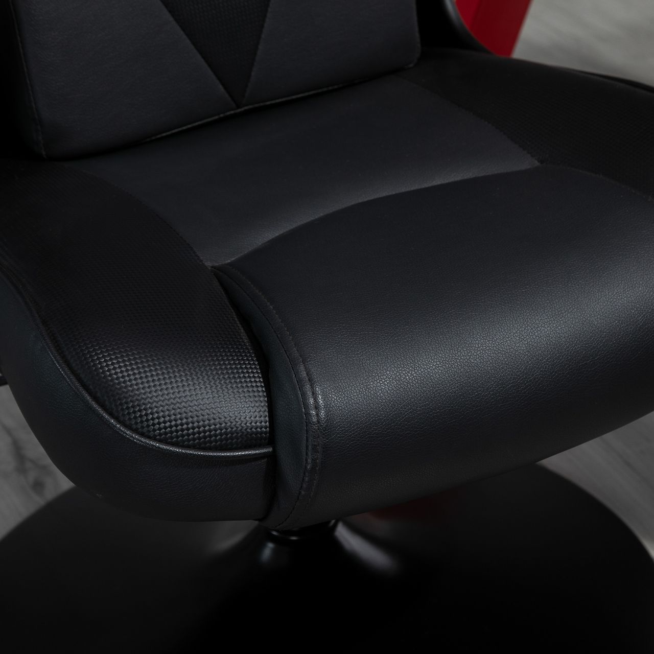 HOMCOM Gaming Stuhl Ergonomischer Computerstuhl Bürostuhl Schreibtischstuhl mit Wippenfunktion und Lendenkissen Drehstuhl höhenverstellbar gepolsterter Sitz Metall Schwarz 67x71x112 cm