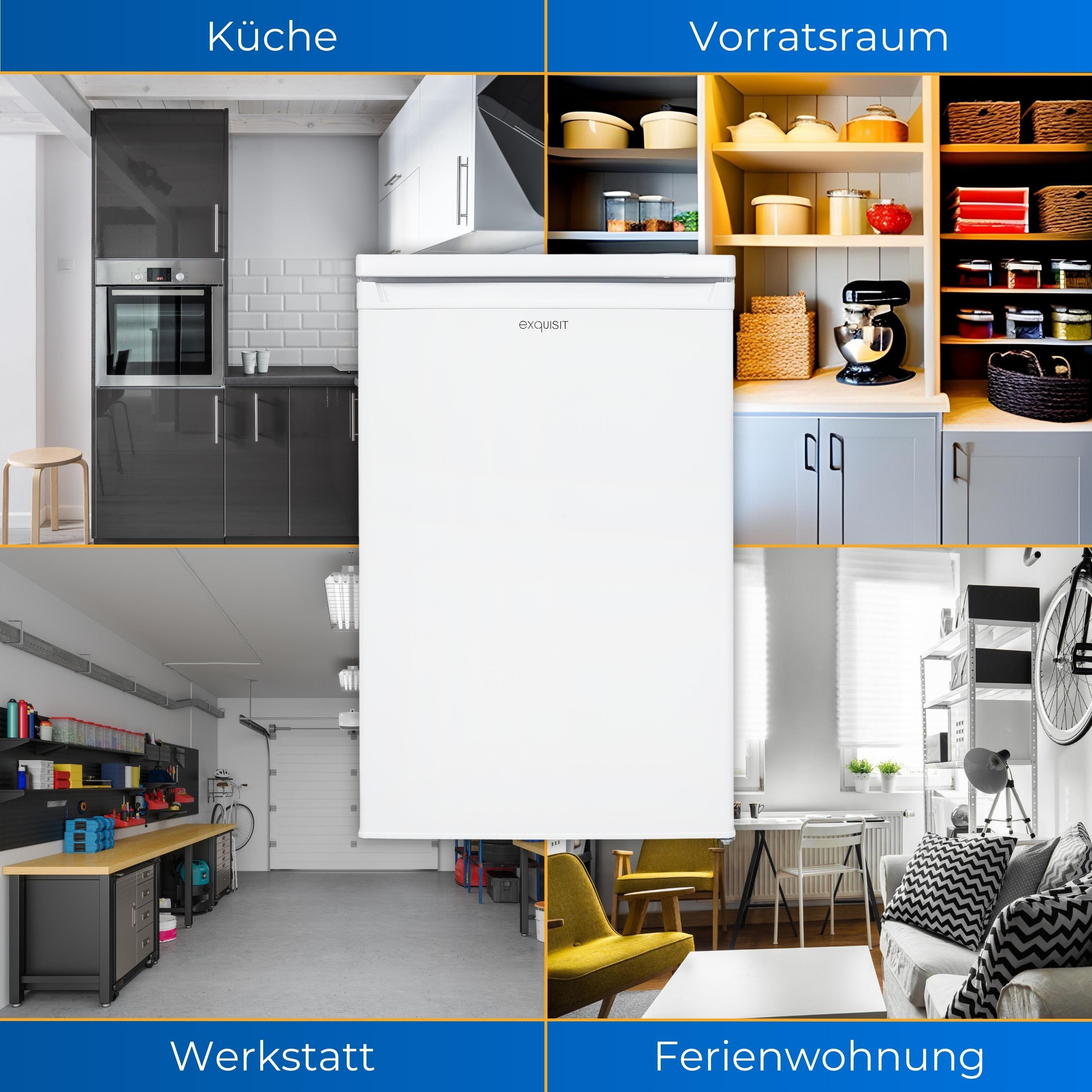 exquisit Kühlschrank KS516-4-E-040E, 85.5 cm hoch, 55 cm breit, 4* Gefrierfach, Butterfach, Türanschlag wechselbar