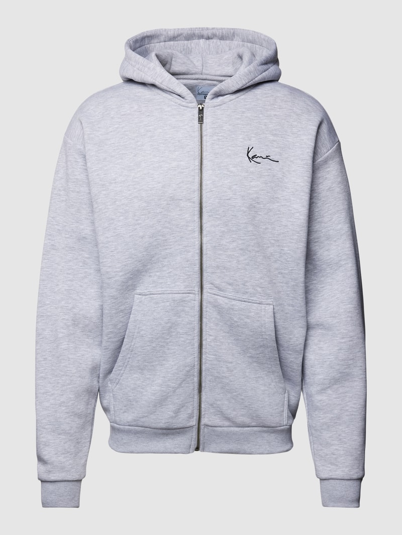 Sweatjacke mit Label-Stitching in hellgrau melange