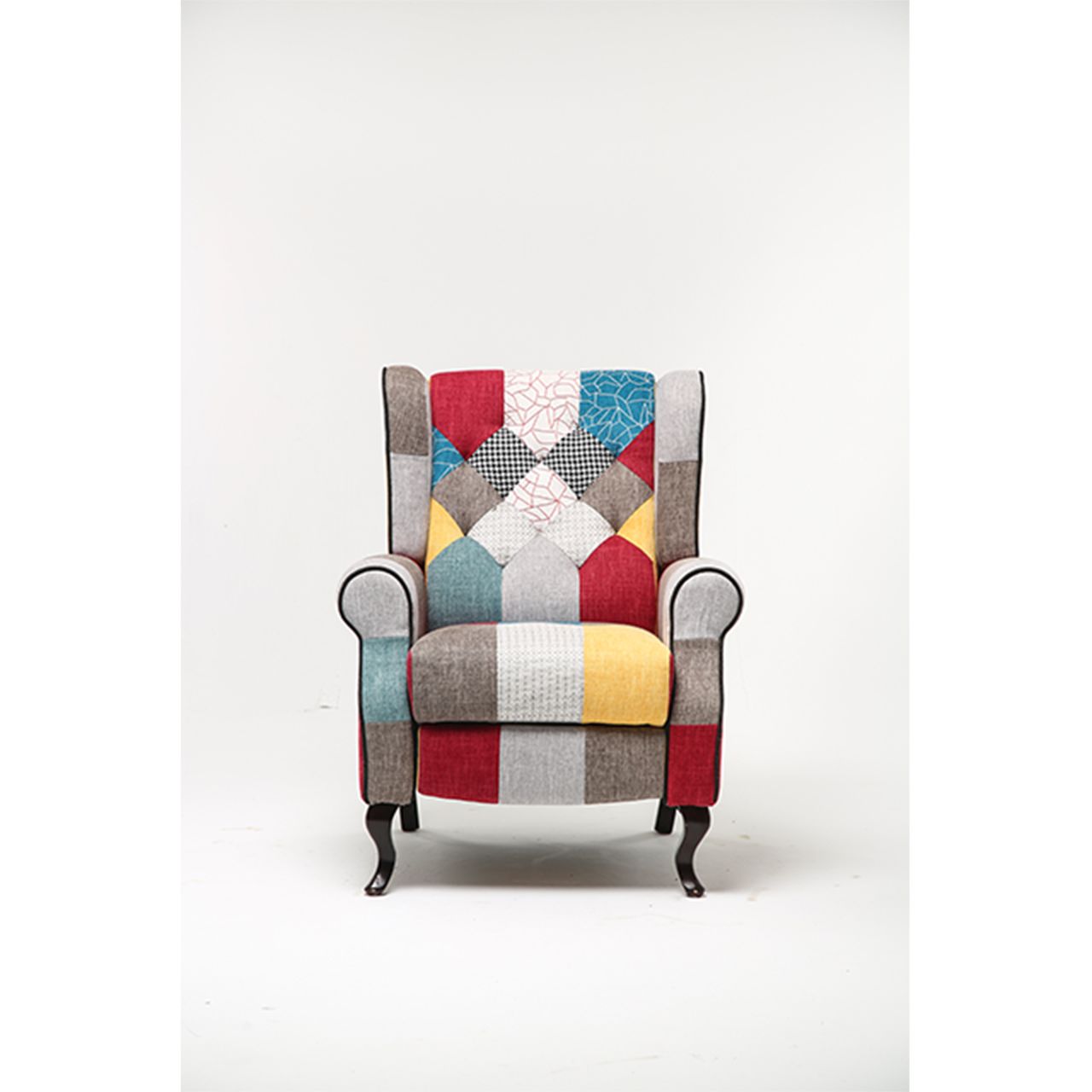 Better Home Skandinavischer Sessel mit verstellbarer Rückenlehne PICO, stoffbezug Patchwork bunt