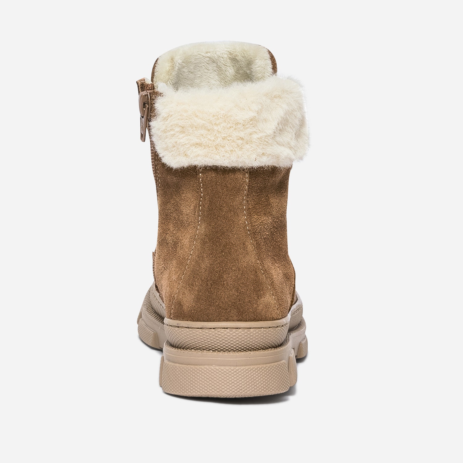 Boots marron en cuir et cuir velours fourré