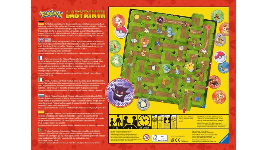 Ravensburger Spiel - Pokémon Labyrinth - Familienspiel für 2-4 Spieler ab 7 Jahren