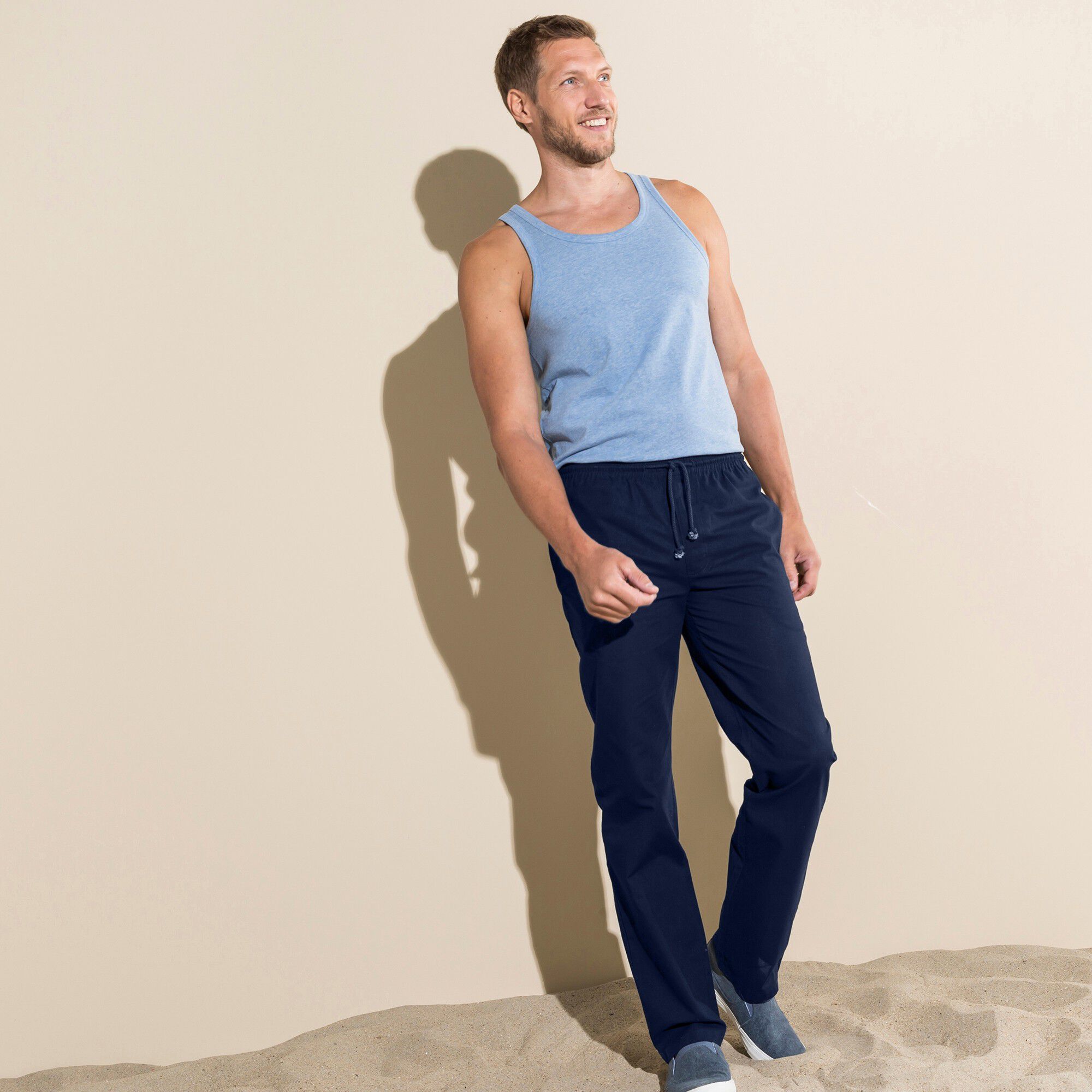 Pantalon toile taille élastiquée